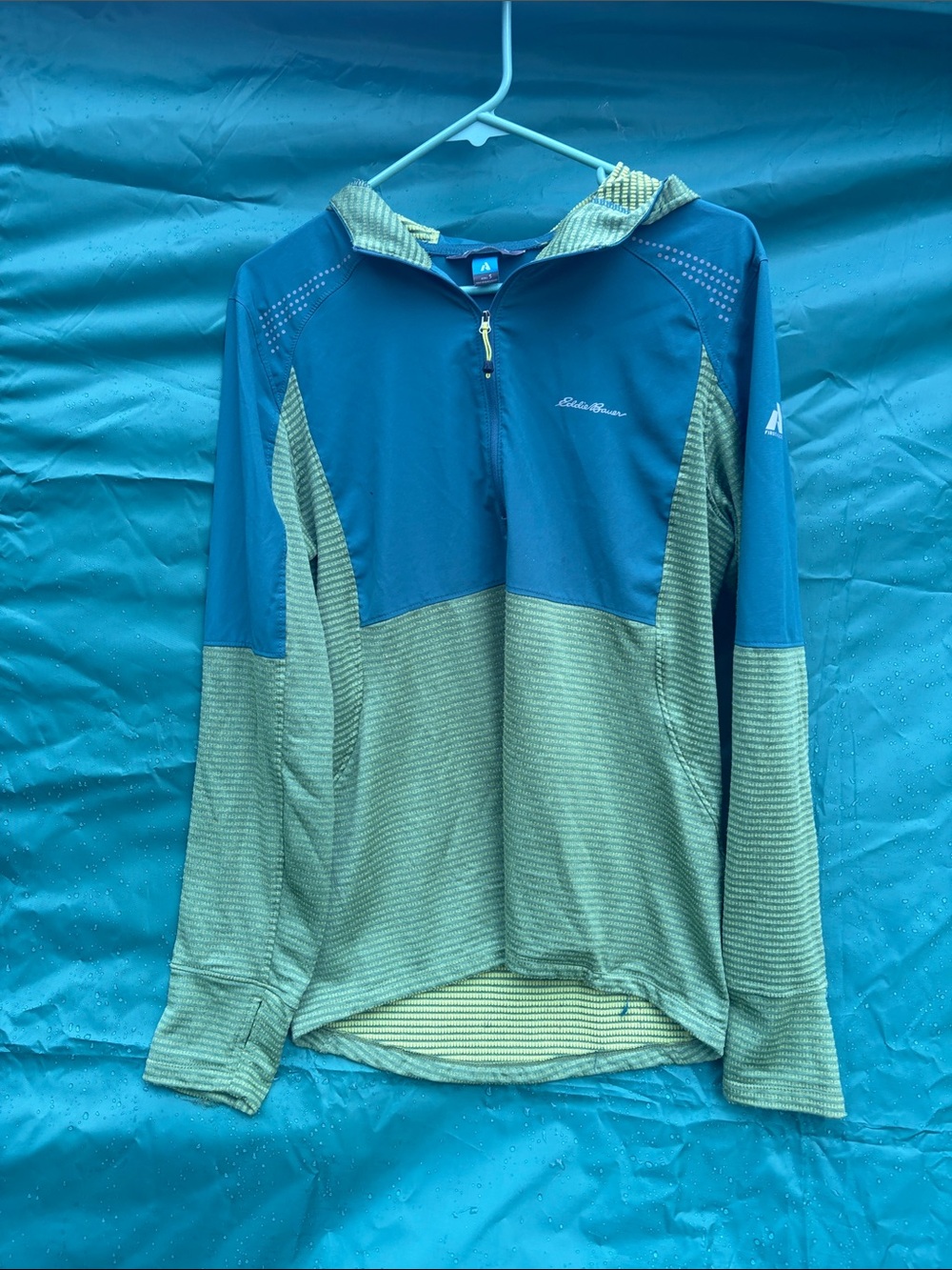 Eddie Bauer Teal & Light Green Hooded Half-Zip Pullover
